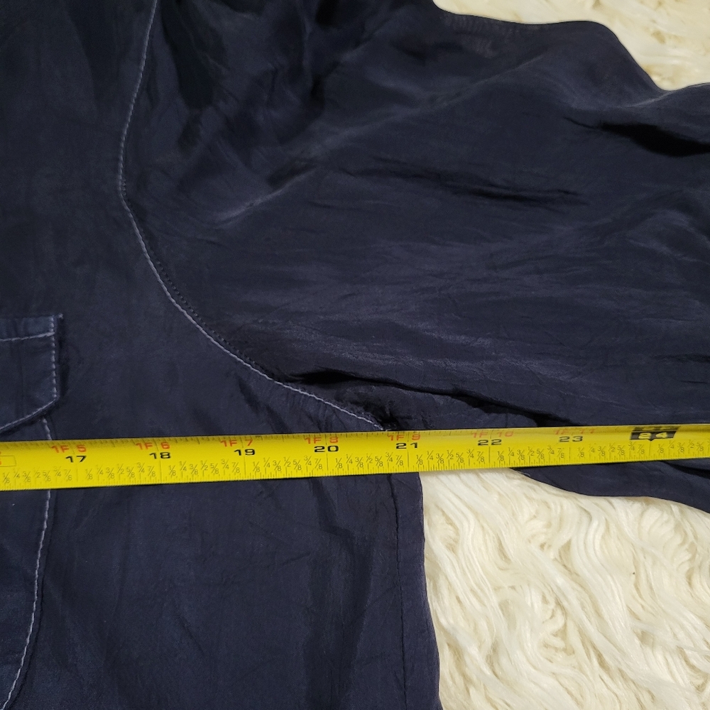 Maven West Navy Blouse Short Sleeve Rib Cuff Med - Picture 9 of 15